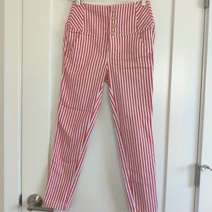 Free People Red Stripe High Rise Skinny Jeans (Size 0)
